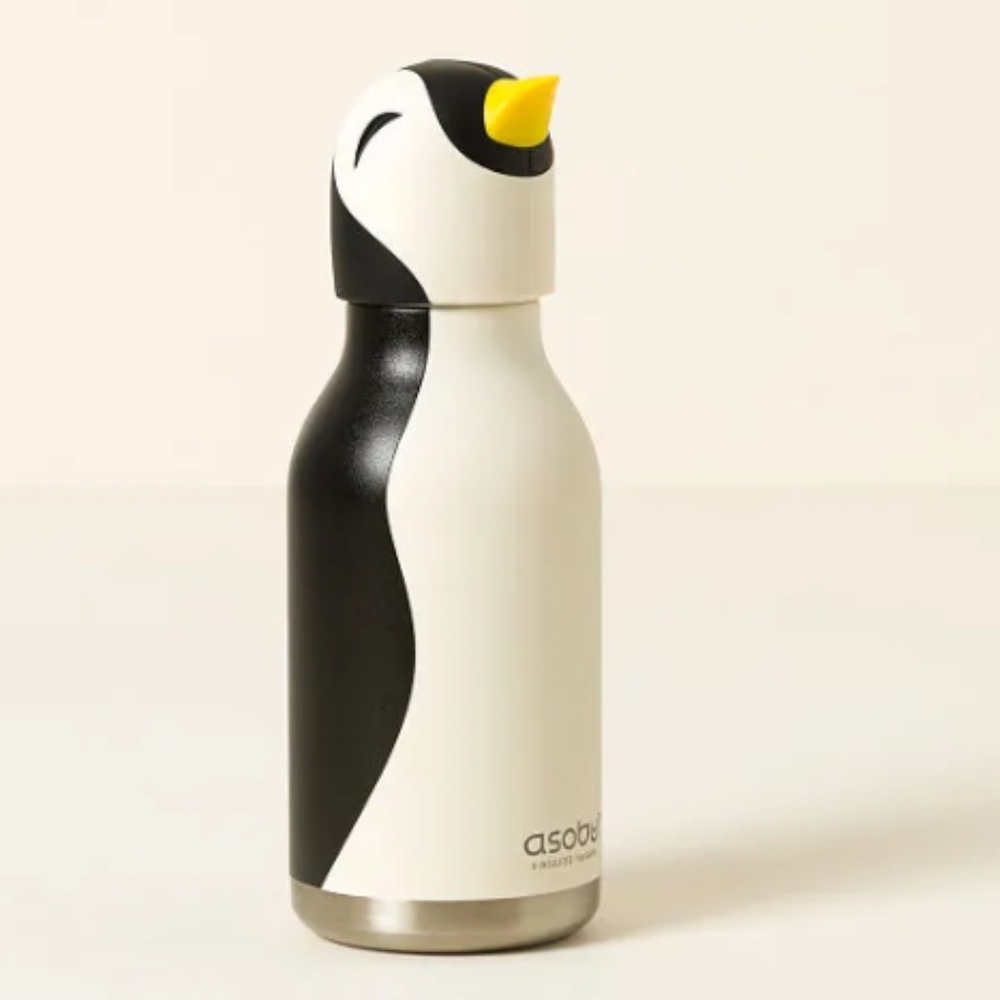 Bestie Stainless Steel Water Bottle - Silicone Head Penguin -Engraved, 16 oz.